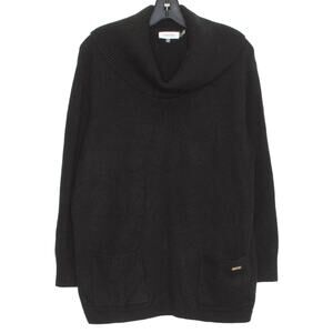 Calvin Klein Sweater Cowl Neck Minimalist Preppy Cozy Capsule Black Large HW